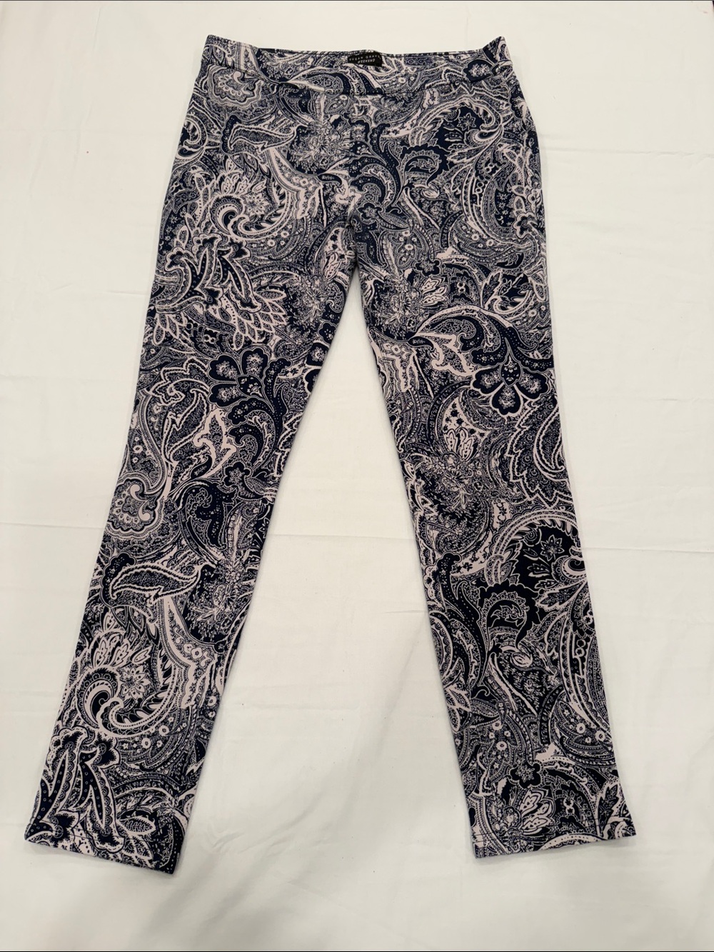 Susan Graver Black and White Paisley Ponte Knit Pants